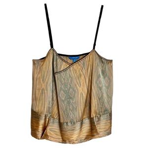 DEREK LAM Camisole Top Wood Grain Print Overlaps M